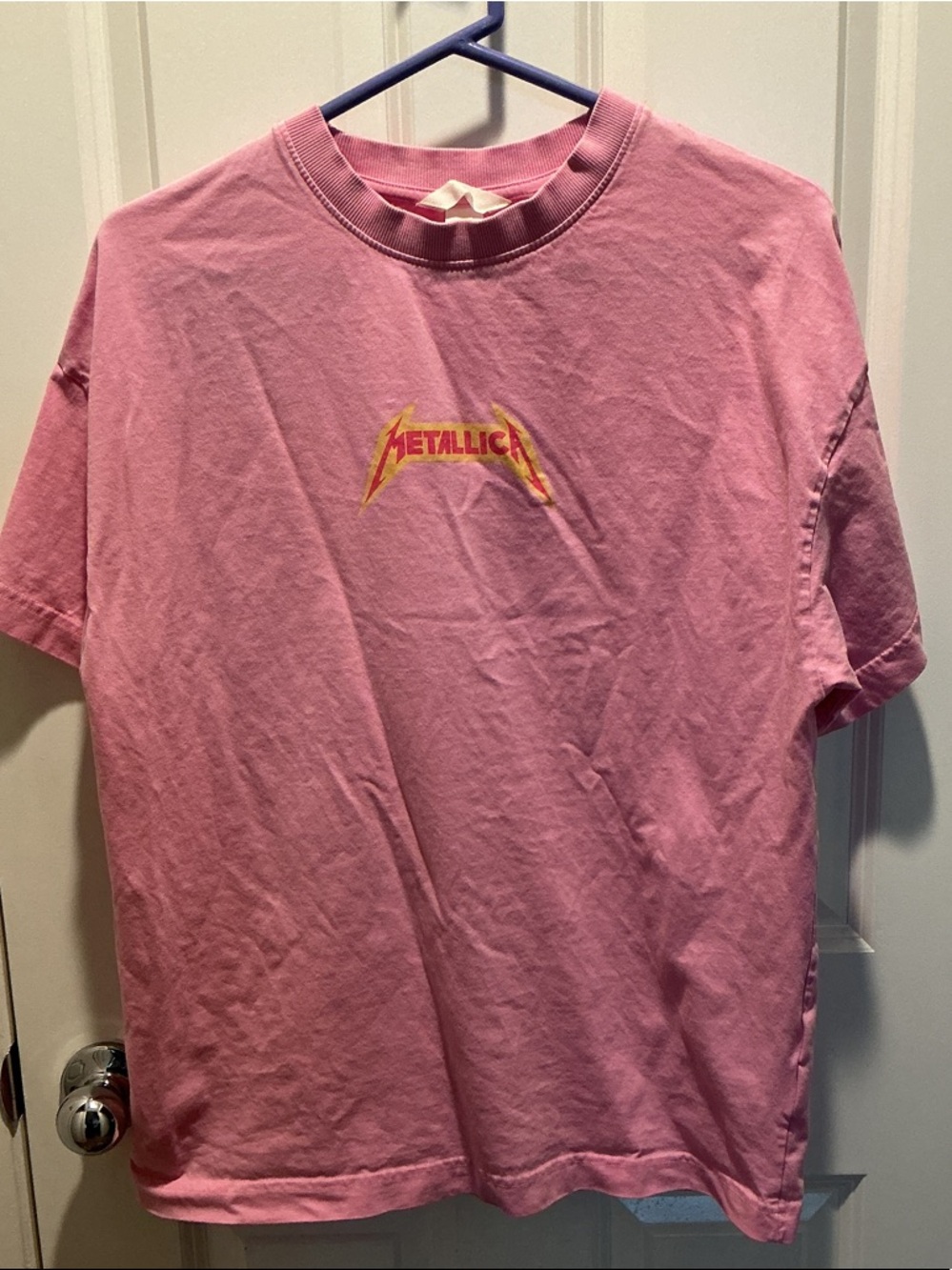 H&M Pink Graphic Metallica Logo Short Sleeve Tee
